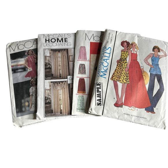 Vintage McCalls Sewing Pattern Lot 4 Misses Butcher Apron 1970's 3023 8124 6371 - Picture 1 of 9